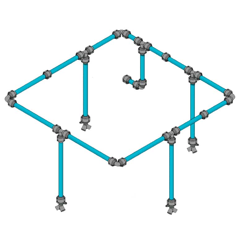 AIRpipe GARAGEpipe 274' (closed loop for 4 walls) Pipe Kit with 4 Air Stations (1" OD Pipe)