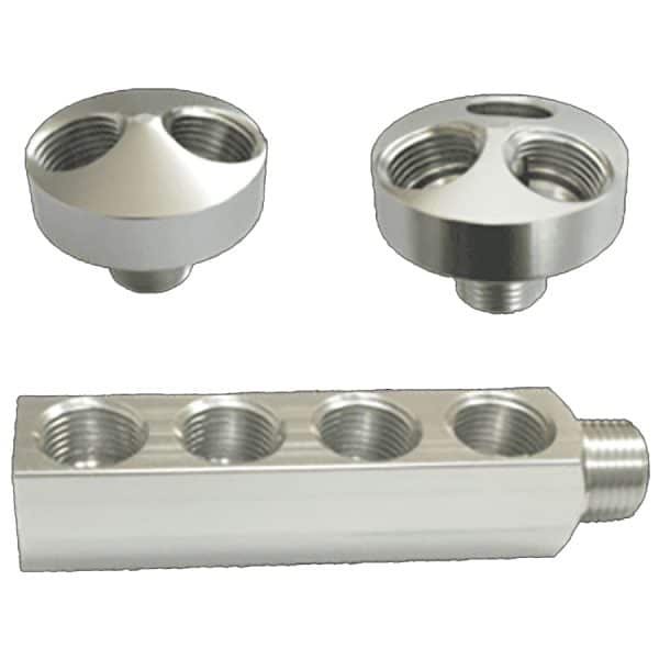 AIRpipe Manifold with Two 1/2" Female NPT Inlets to Five 3/8" Female NPT Ports 1 AIRpipe Manifold with Two 1/2" Female NPT Inlets to Five 3/8" Female NPT Ports